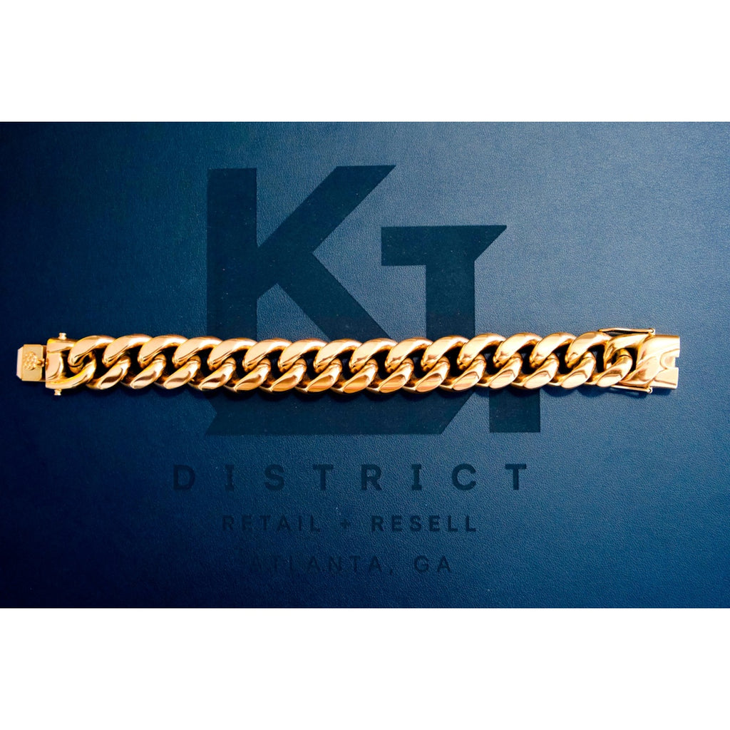 KJ District Rose Gold Cuban Link Chain & Bracelet Set – Handcrafted